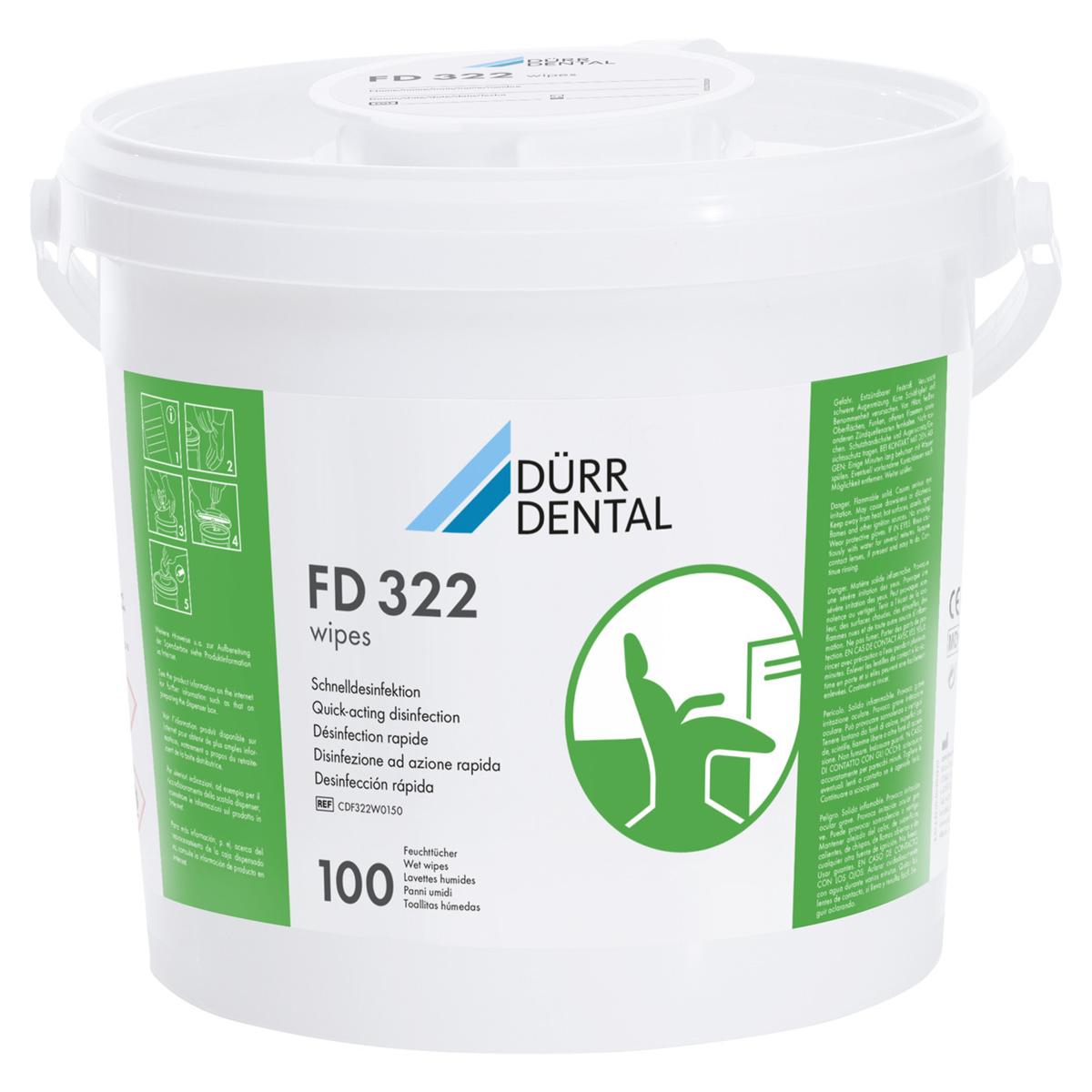 FD 322 wipes Schnelldesinfektion - Format 20 x 30 cm, Spenderbox 100 Tücher