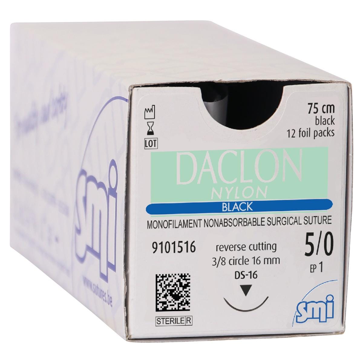 Daclon Nylon DS16, blau - USP 5-0, Länge 75 cm, Packung 12 Stück