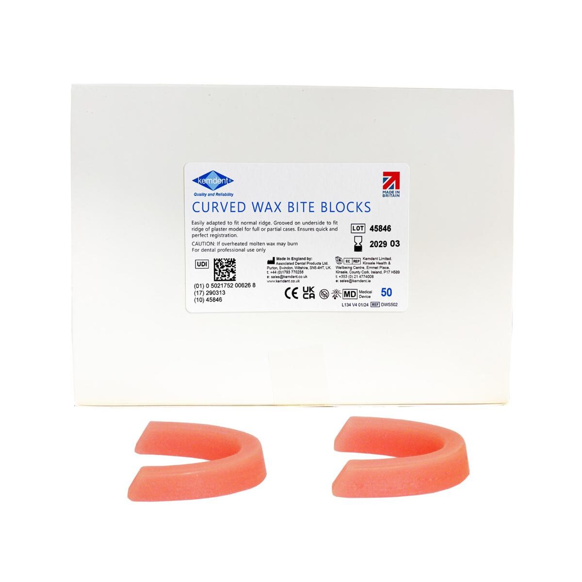 Kemdent Wax Bite Rims Pink Curved - Packung 50 Stück