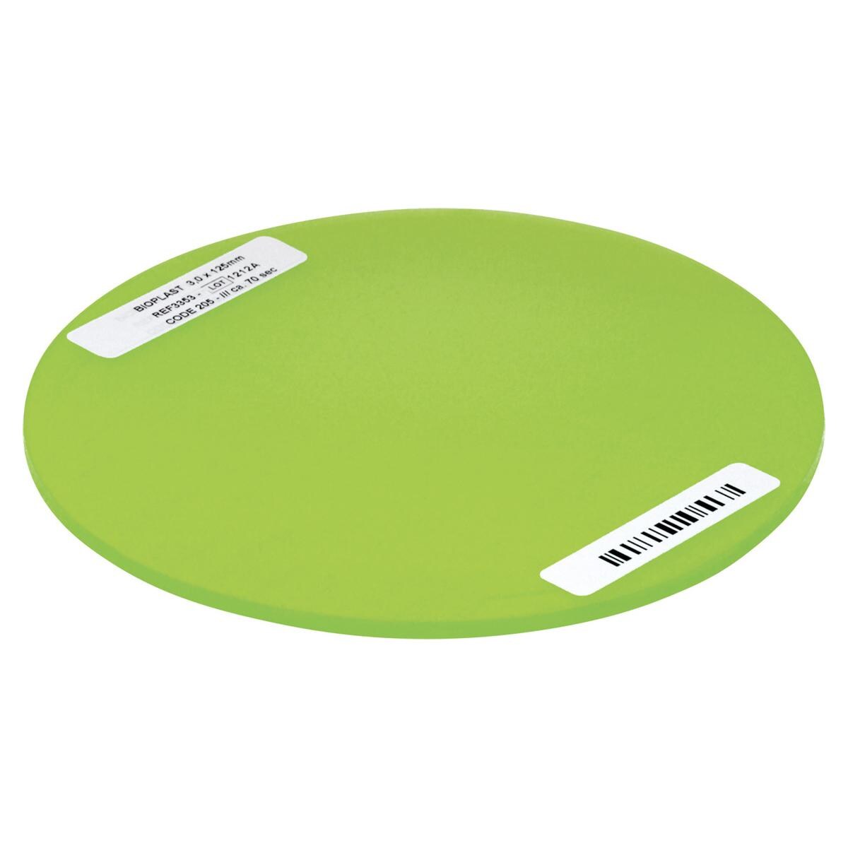 BIOPLAST® Color, Ø 125 mm - Einzelfarben - Neongrün, Stärke 3 mm, Packung 10 Stück