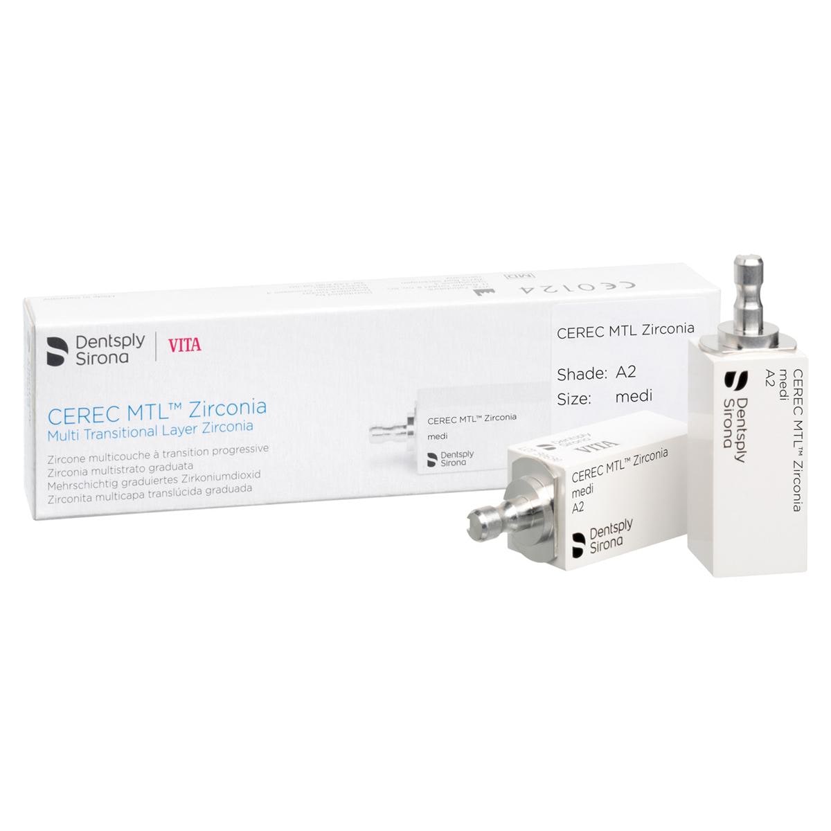 CEREC MTL Zirconia medi - A2, Packung 2 Stück