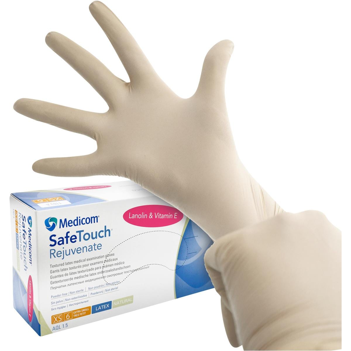 Medicom® SafeTouch® Rejuvenate Latex Handschuhe - Größe XS, Packung 100 Stück