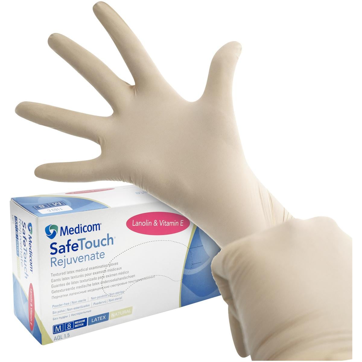 Medicom® SafeTouch® Rejuvenate Latex Handschuhe - Größe M, Packung 100 Stück