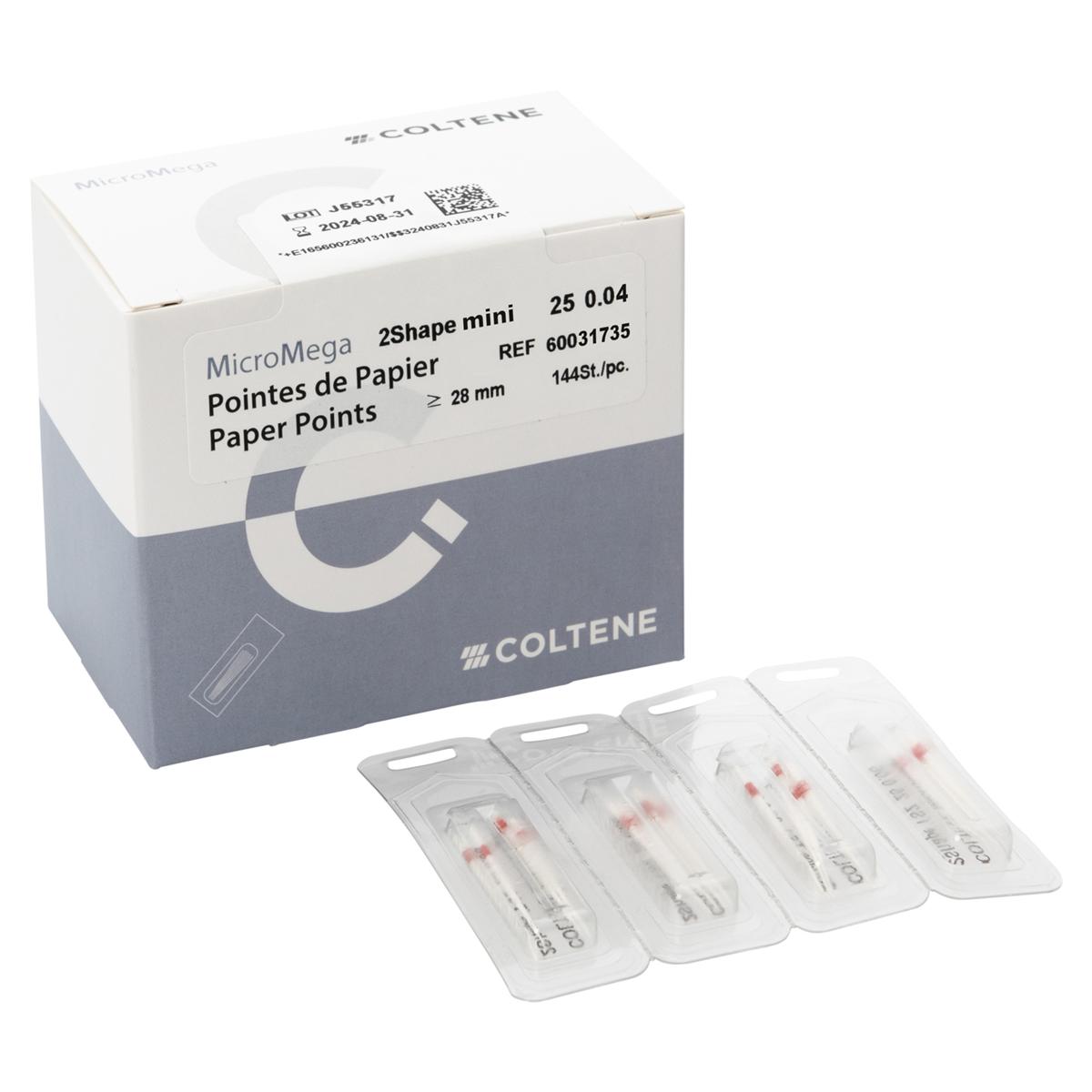 MicroMega 2Shape™ mini Papierspitzen - Konizität 04, ISO 025, Packung 144 Stück