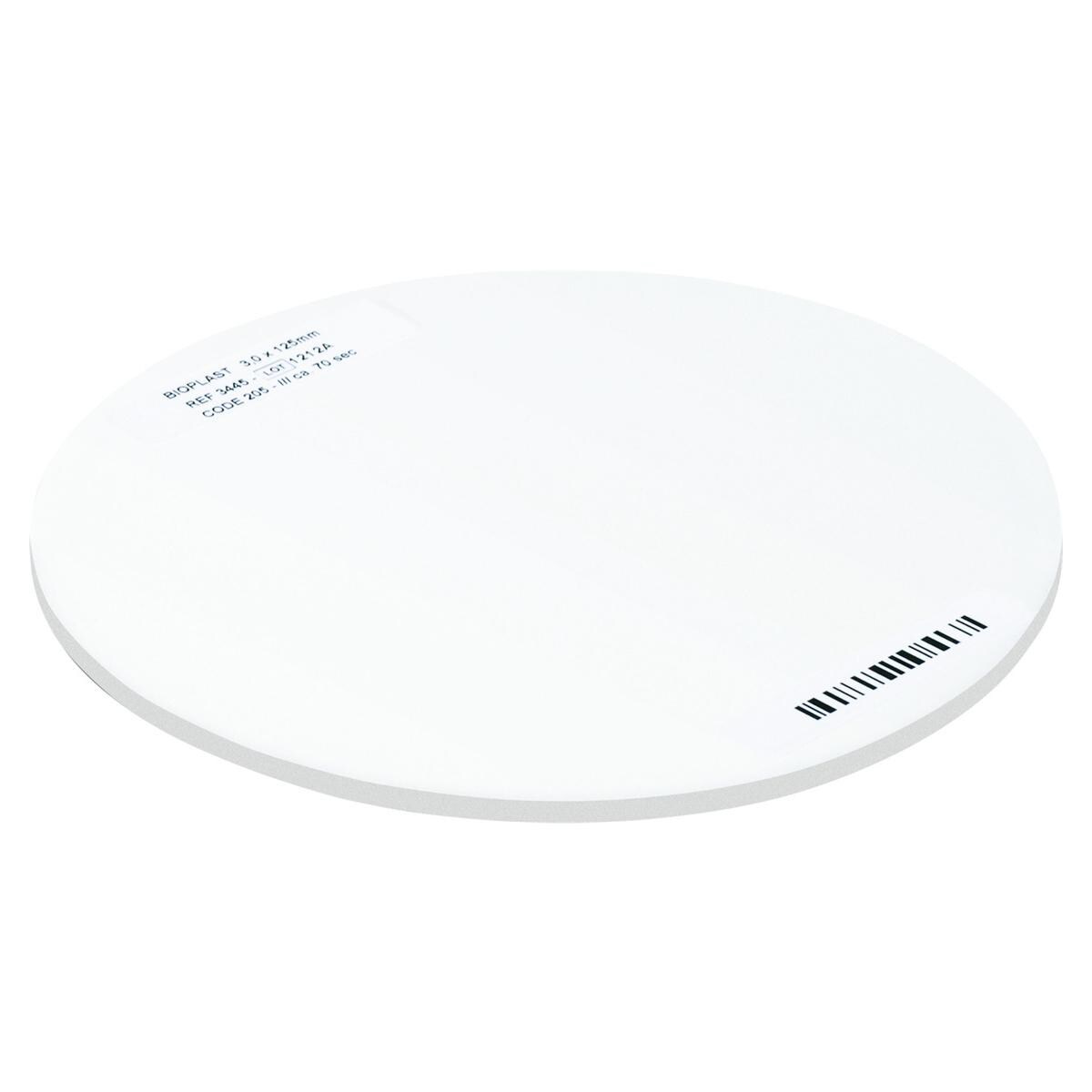 BIOPLAST® Color, Ø 125 mm - Einzelfarben - Weiß, Stärke 3 mm, Packung 10 Stück