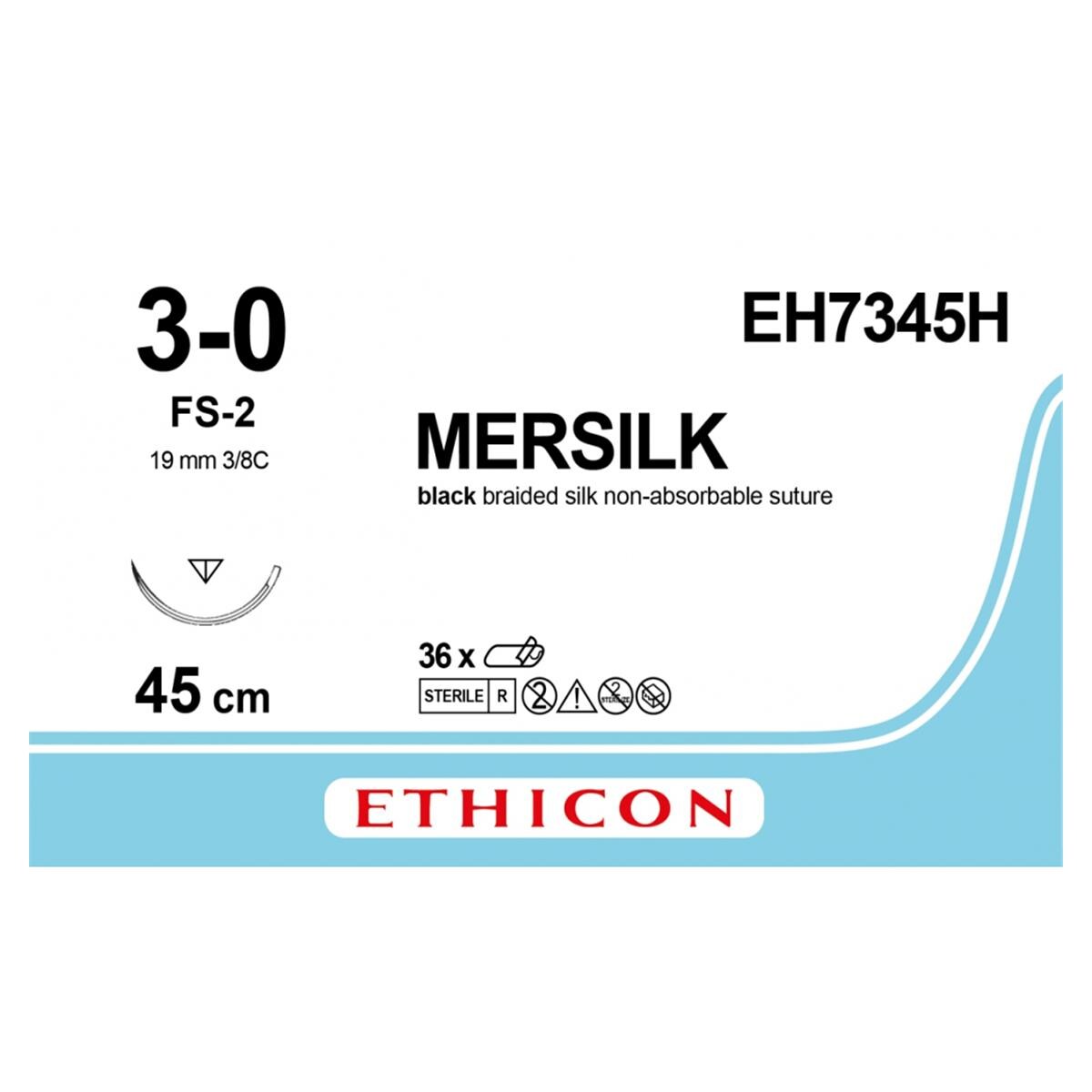 PERMA-HAND SEIDE schwarz, geflochten - Nadeltyp FS2 - USP 3-0, Länge 45 cm, Packung 36 Stück