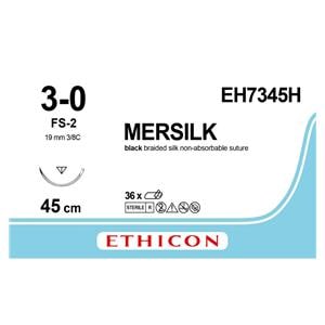 PERMA-HAND SEIDE schwarz, geflochten - Nadeltyp FS2 - USP 3-0, Länge 45 cm, Packung 36 Stück