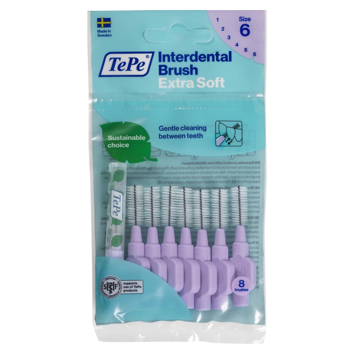 TePe Interdentalbürsten x-soft - Standardpackung - Helllila - groß, Ø 1,1 mm, Packung 8 Stück