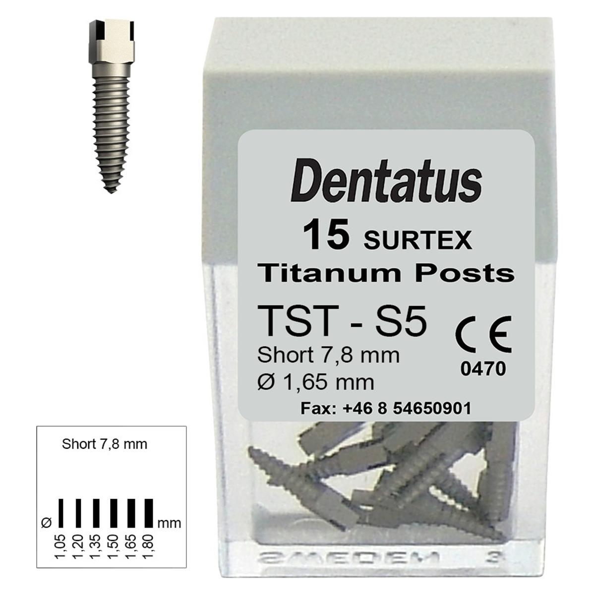 Classic Surtex Wurzelstifte Titan - Nachfüllpackung - TST-S5, Länge 7,80 mm, Ø 1,65 mm, Packung 15 Stück