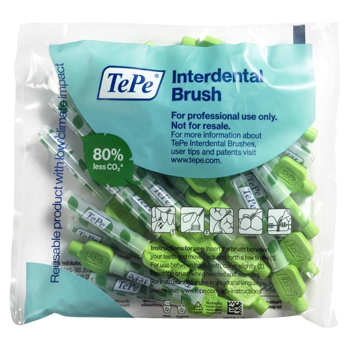 TePe Interdentalbürsten - Multipack - Grün - mittel, Ø 0,8 mm, Packung 25 Stück