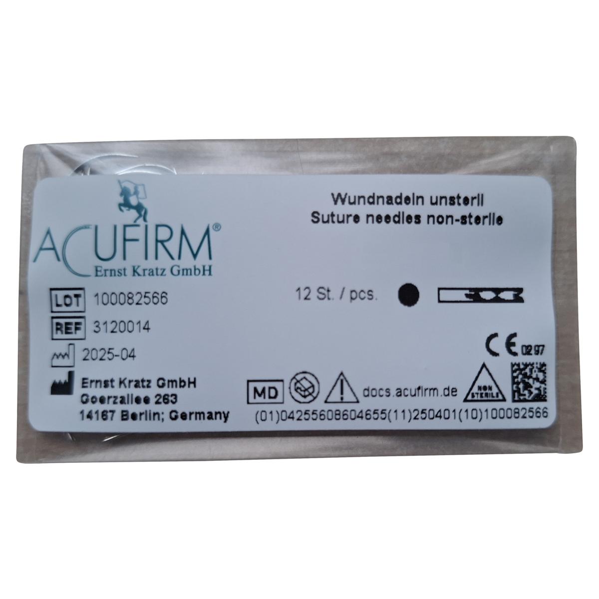 Wundnadeln, Nadeltyp GE 1/2 kreisförmig, Kohlenstoffstahlnadeln - Figur 212 dreikantig, Größe 12, Packung 12 Stück