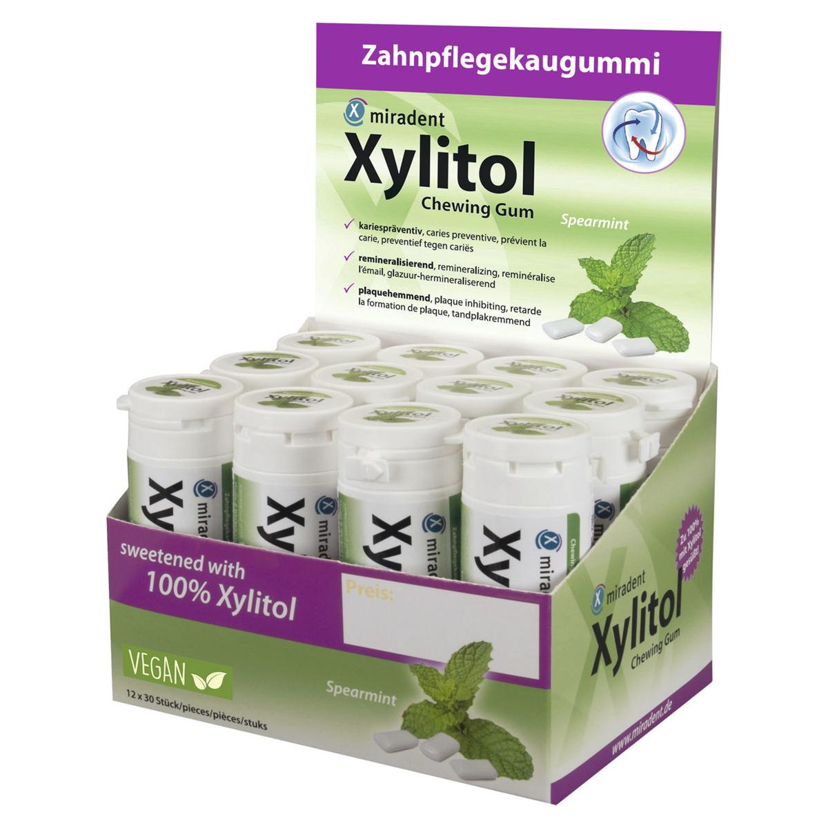 Xylitol Chewing Gum - Display - Spearmint, Packung 12 Stück