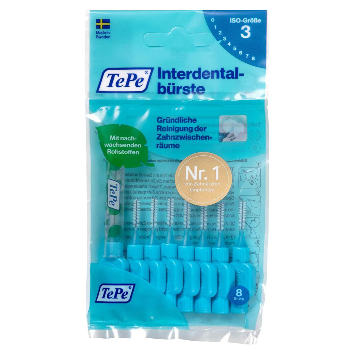 TePe Interdentalbürsten - Standardpackung - Blau - x-fein, Ø 0,6 mm, Packung 8 Stück