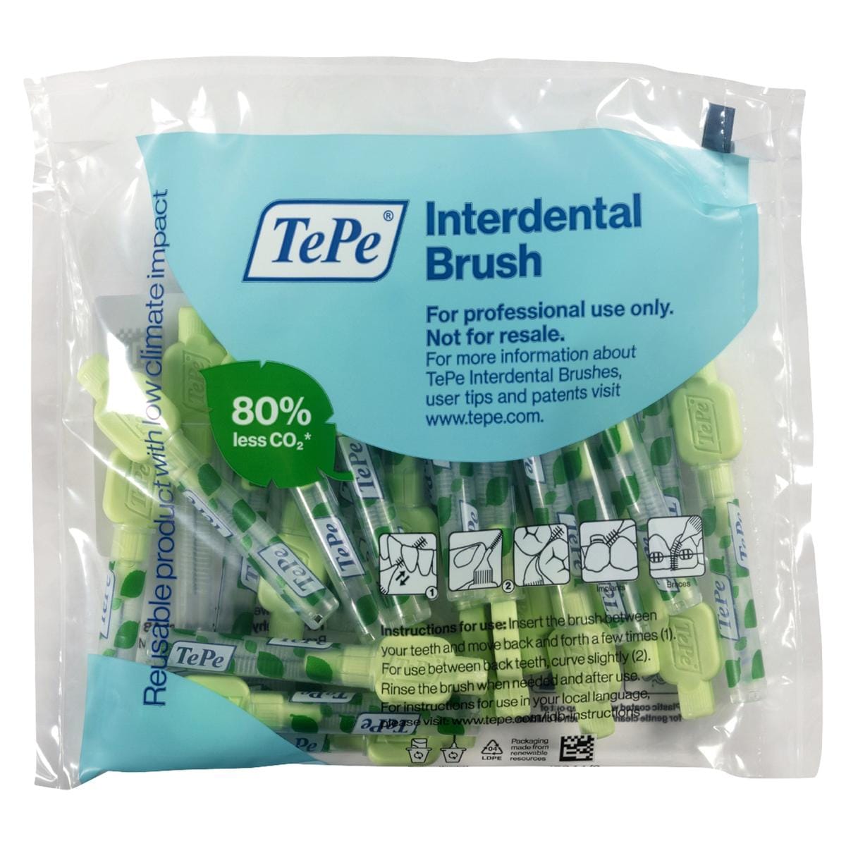 TePe Interdentalbürsten x-soft - Multipack - Hellgrün - mittel, Ø 0,8 mm, Packung 25 Stück