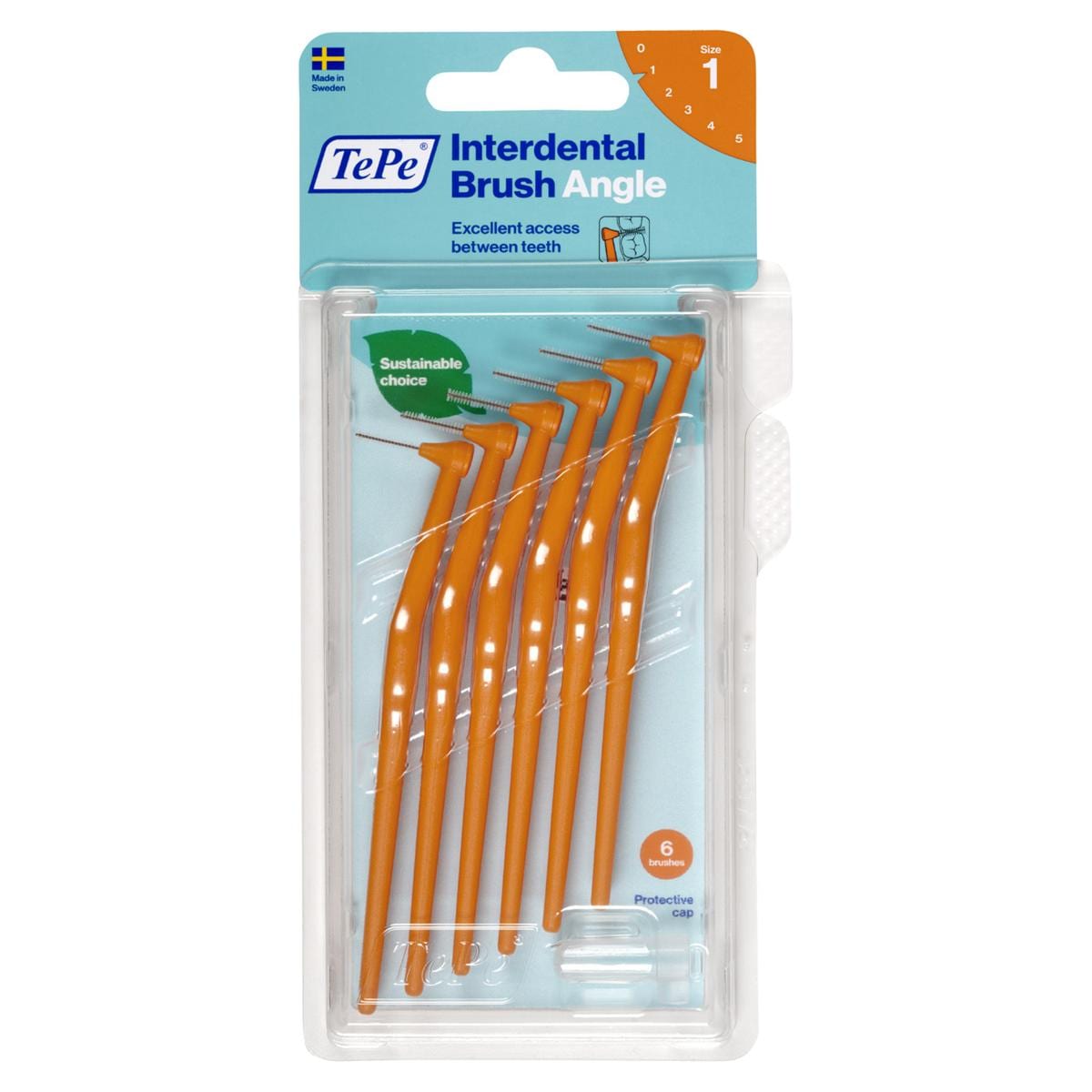 TePe Angle™ Interdentalbürsten - Einzelgrößen - Orange, Ø 0,45 mm, Packung 6 Stück