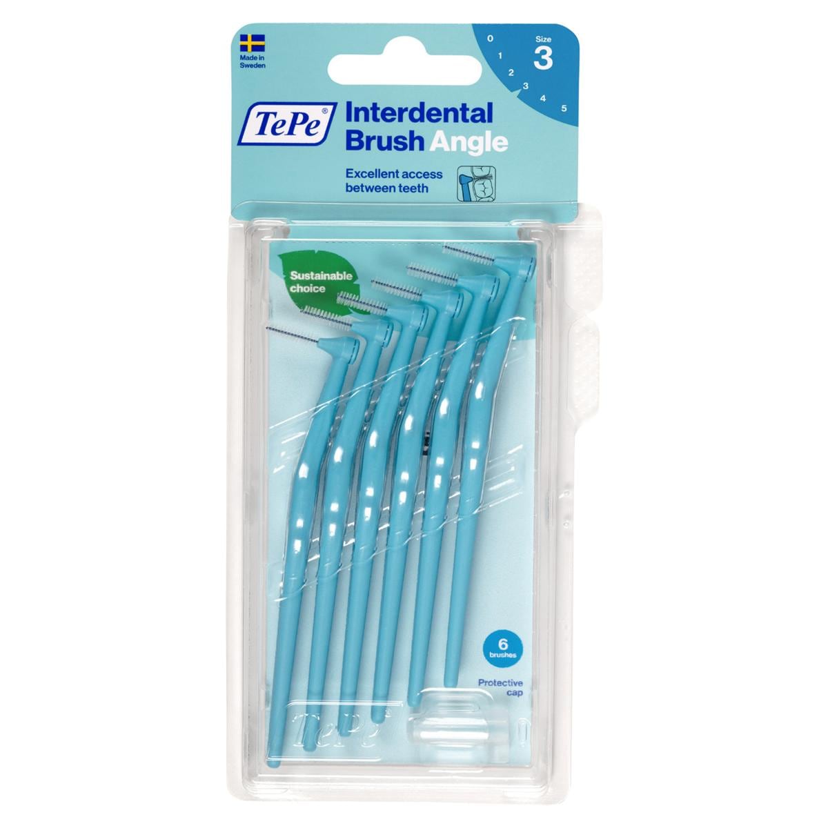 TePe Angle™ Interdentalbürsten - Einzelgrößen - Blau, Ø 0,6 mm, Packung 6 Stück