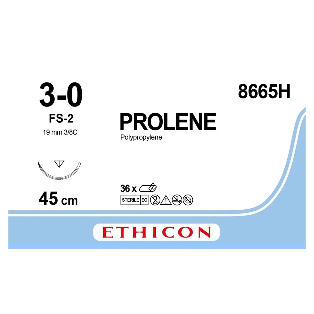 PROLENE Polypropylen blau, monofil - Nadeltyp FS2 - USP 3-0, Länge 45 cm, Packung 36 Stück