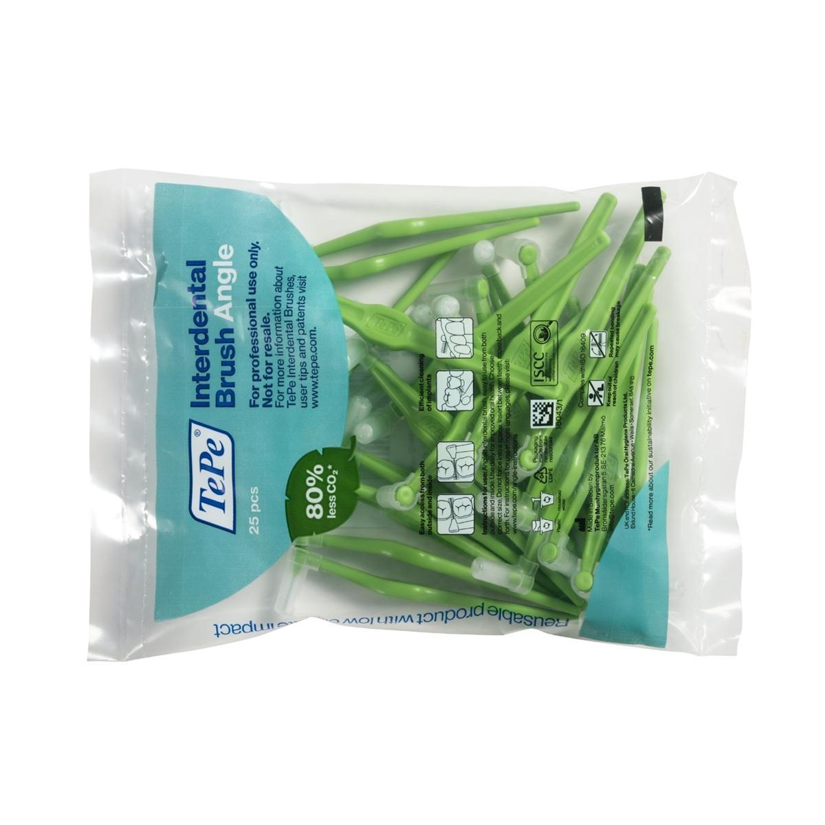TePe Angle™ Interdentalbürsten - Einzelgrößen - Grün, Ø 0,8 mm, Packung 25 Stück