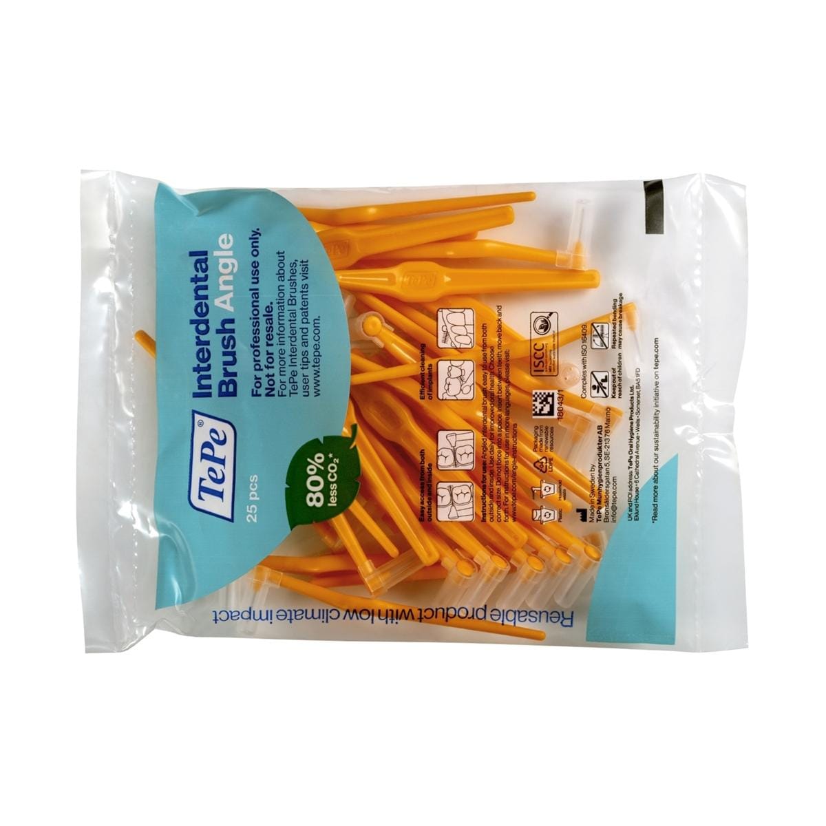TePe Angle™ Interdentalbürsten - Einzelgrößen - Orange, Ø 0,45 mm, Packung 25 Stück