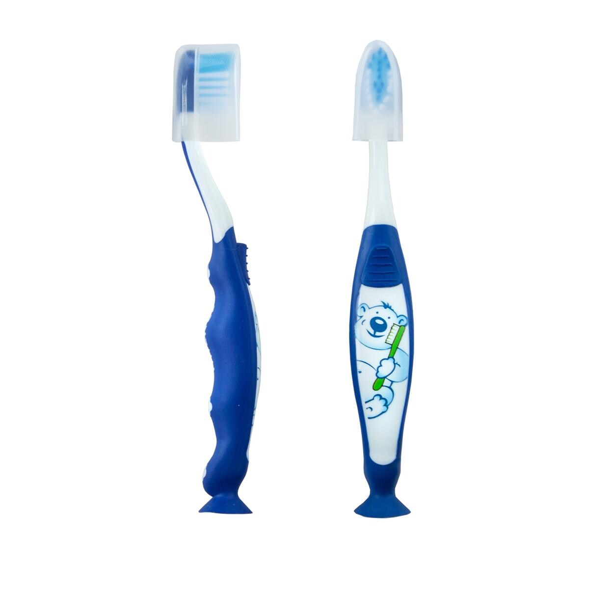 Kinderzahnbürsten Junior mit Saugfuß - Motiv Otto, blau, Packung 12 Stück