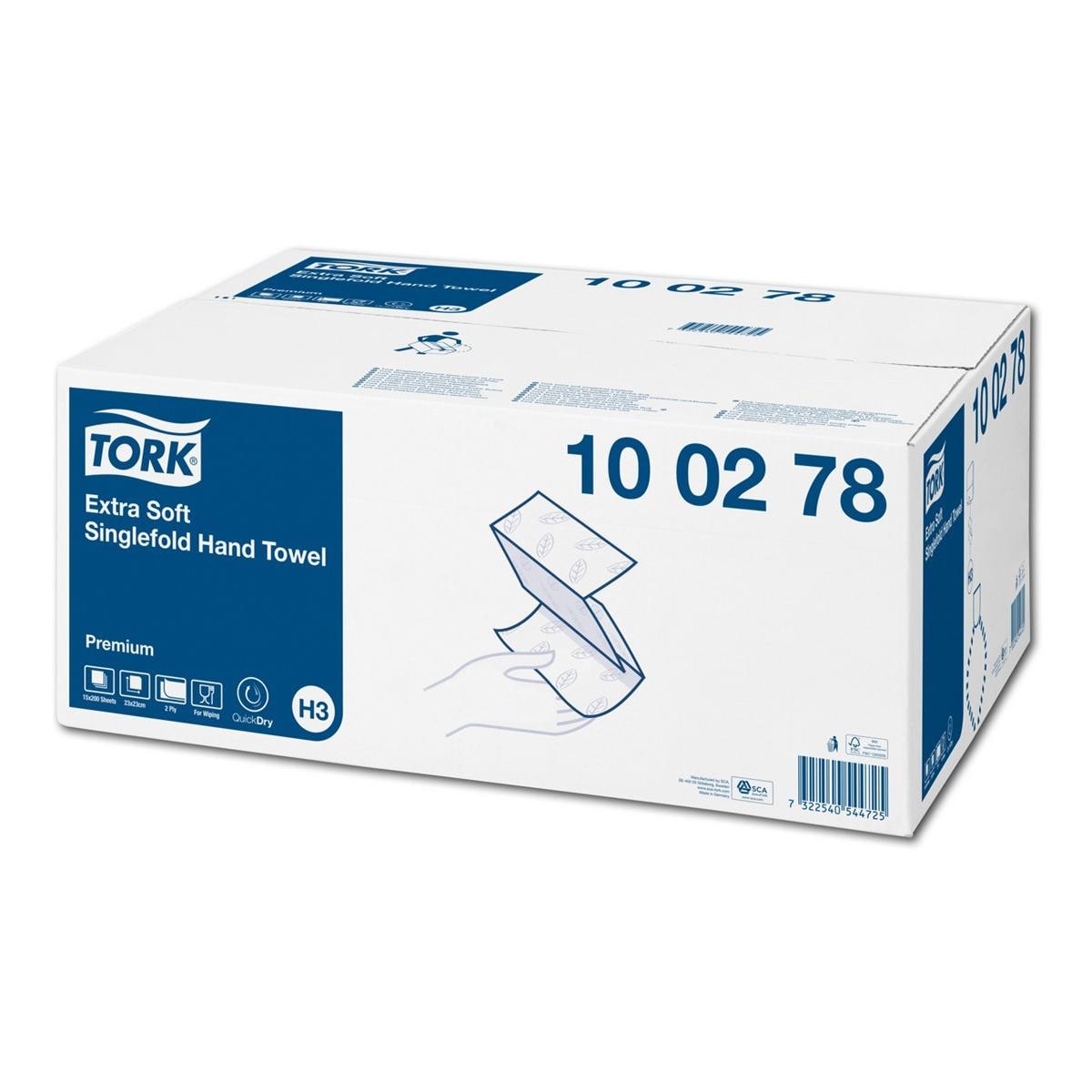 Tork® Premium Handtuch Zick-Zack Falzung EXTRA WEICH - 2-lagig, Format 23 x 23 cm, Karton (15 x 200 Tücher) 3.000 Stück