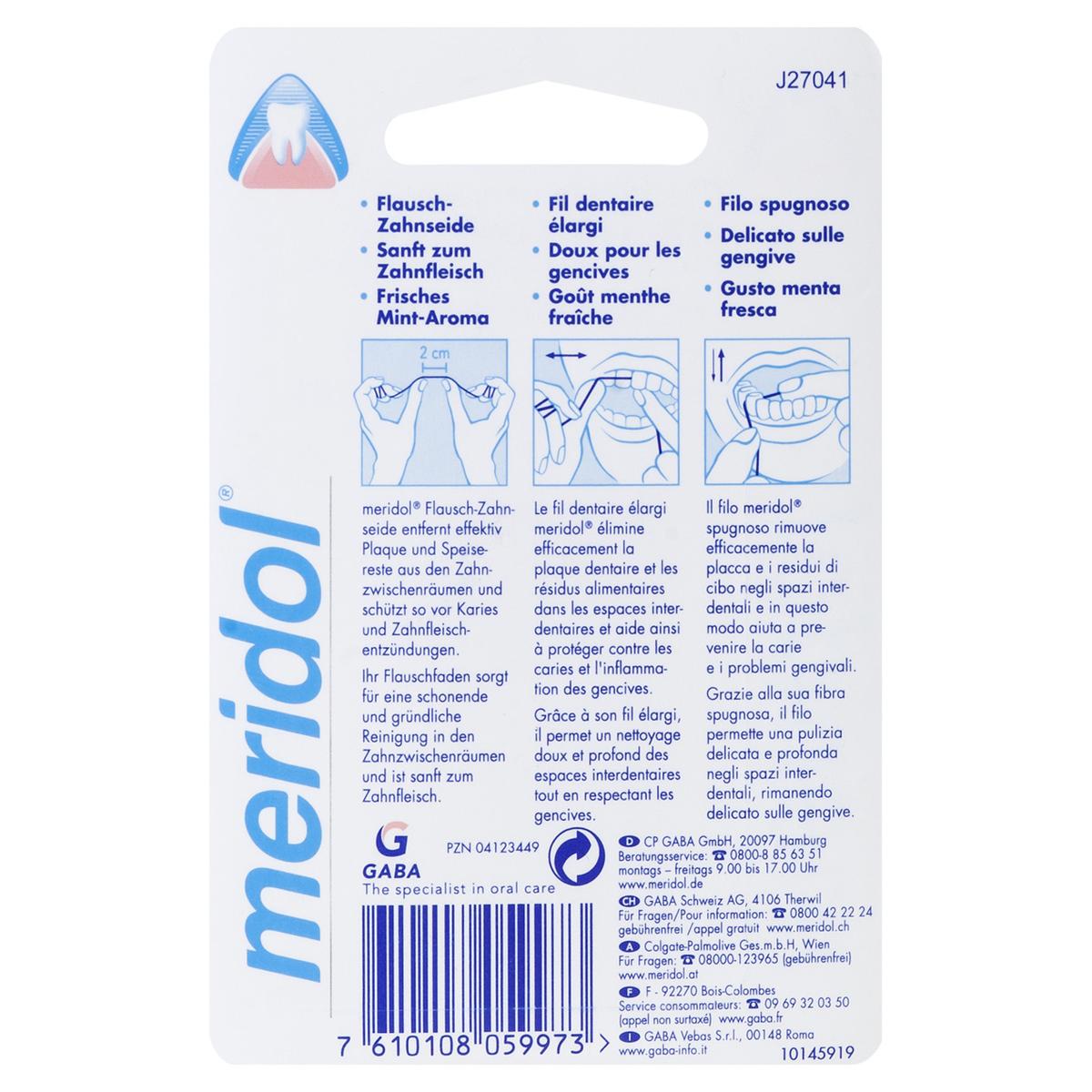 meridol® Flausch-Zahnseide gewachst - Packung 40 m