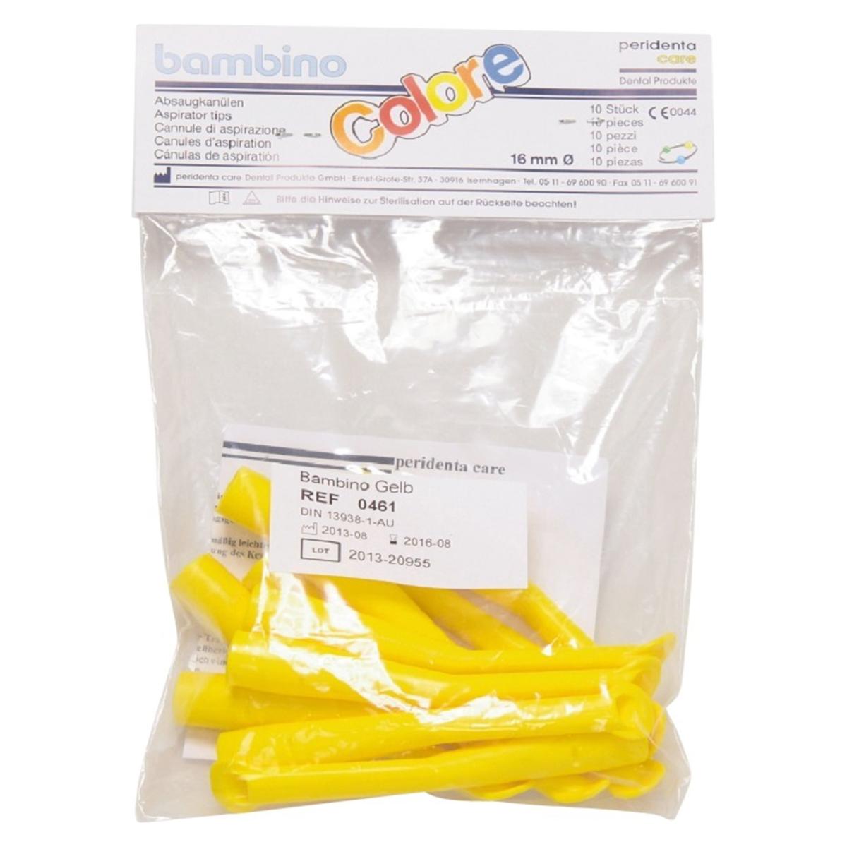 Absaugkanüle Bambino Colore - Einfarbig - Gelb, Packung 10 Stück