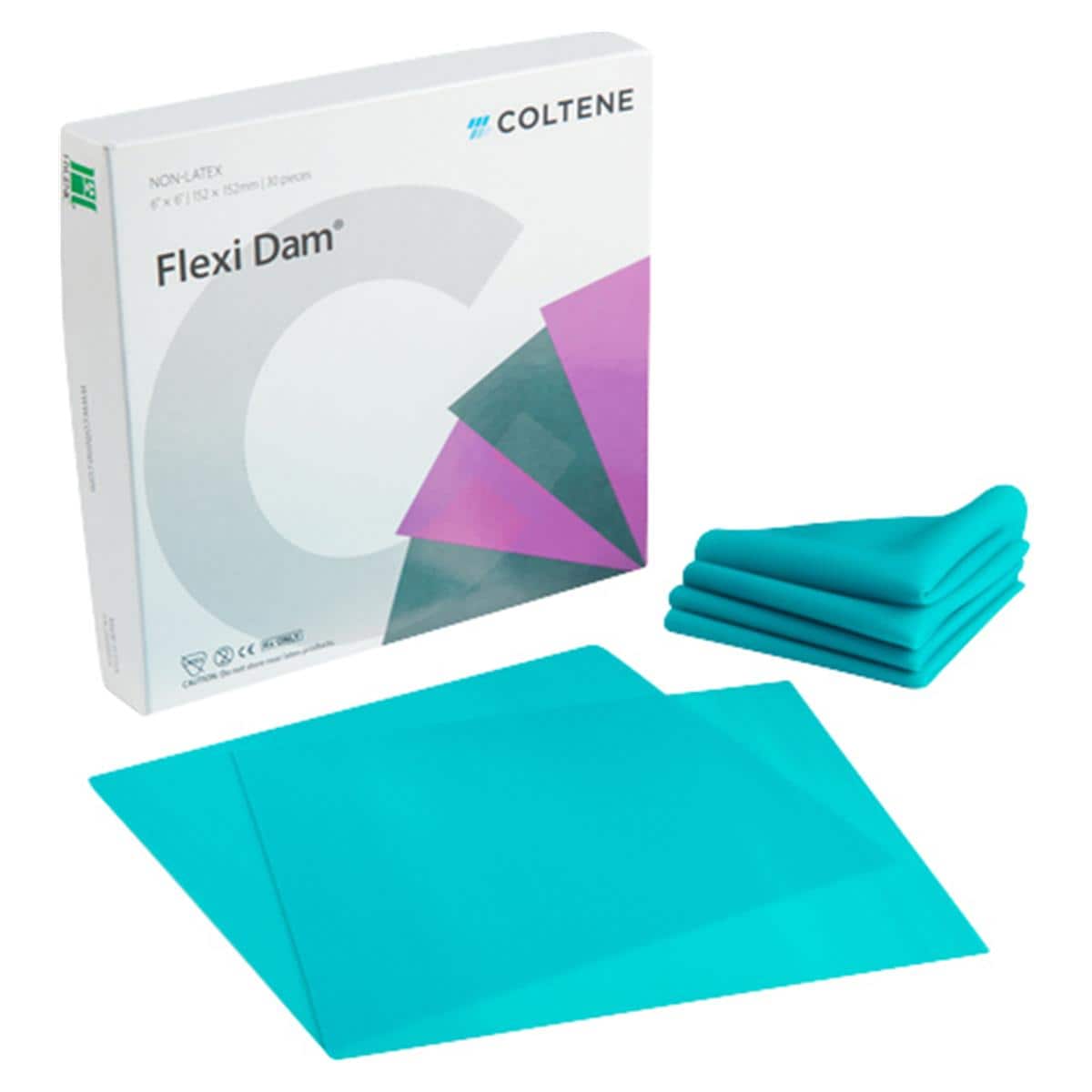 Flexi Dam Non-Latex, Format 152 x 152 mm - Mittel - grün, Packung 30 Blatt