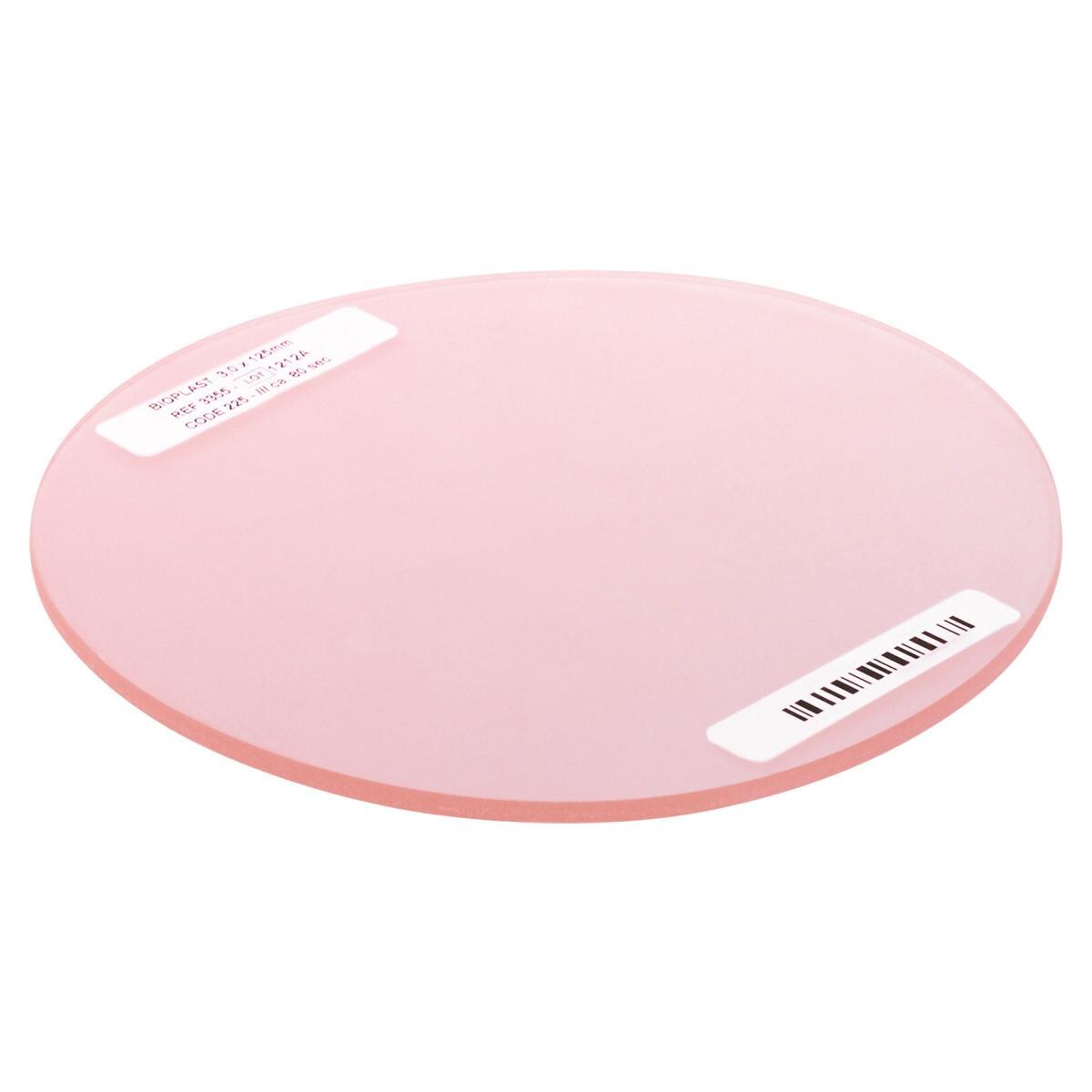 BIOPLAST® Color, Ø 125 mm - Einzelfarben - Rot-Transparent, Stärke 3 mm, Packung 10 Stück