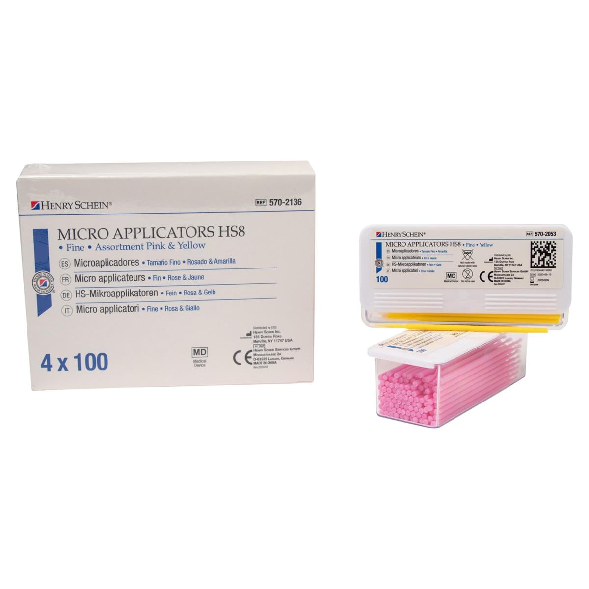 HS-Roundtips - Sortiment - Ø 1,5 mm, fein (pink und gelb), Länge 8,6 cm, Packung 4 x 100 Stück