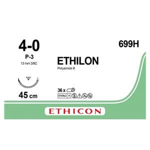 ETHILON schwarz, monofil - Nadeltyp PRIME P3 - USP 4-0, Länge 0,45 m (699 H), Packung 36 Stück