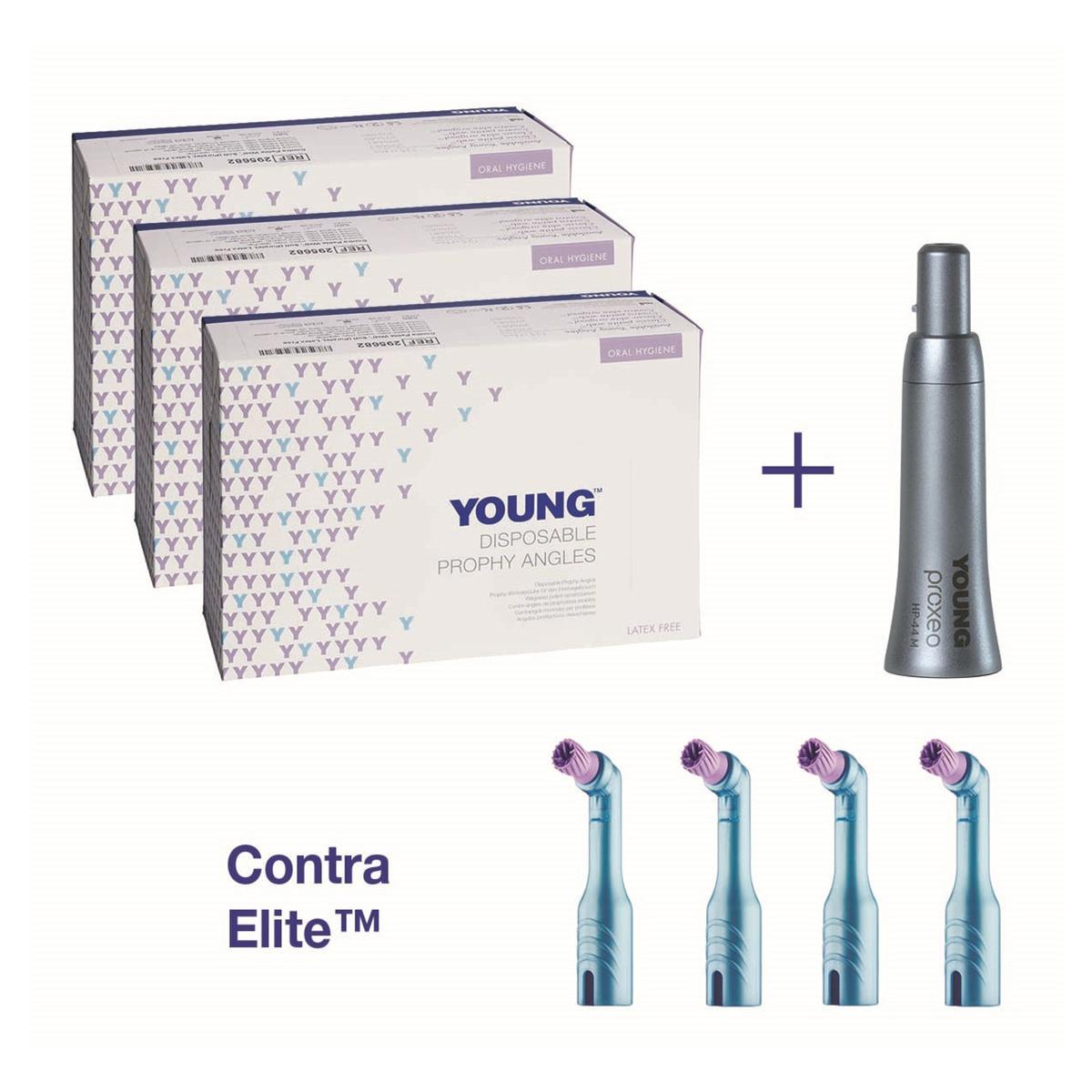 Young™ Einweg-Prophylaxe-Winkelstück - Starter Kit - Contra Elite, soft, Kontrawinkel