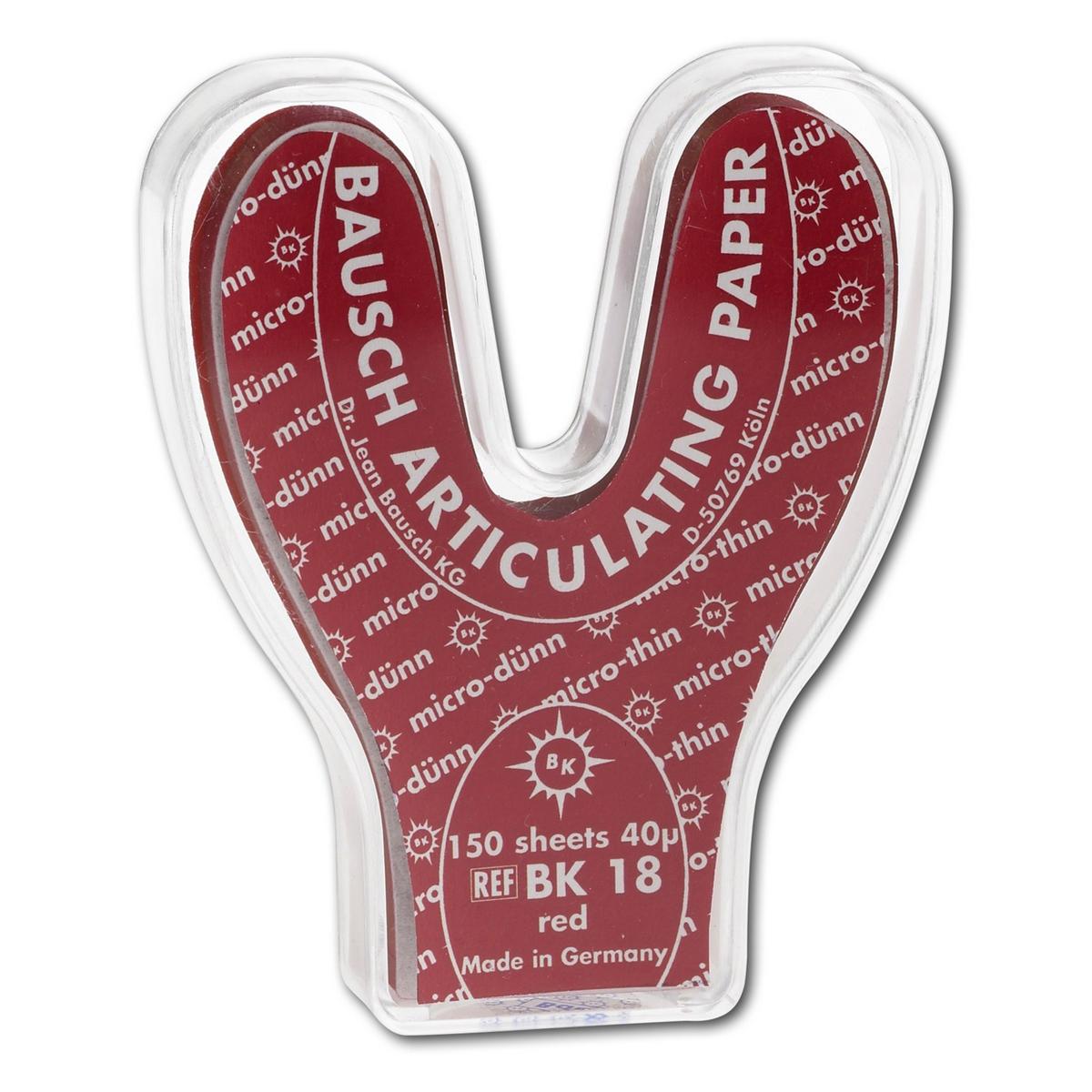 Bausch Artikulationspapier - Hufeisenform - BK 18, rot, 40 &#181;, 150 Bogen
