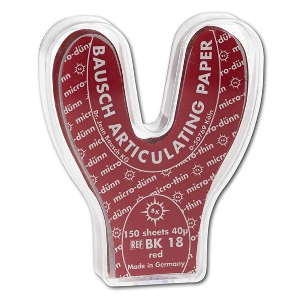 Bausch Artikulationspapier - Hufeisenform - BK 18, rot, 40 &#181;, 150 Bogen