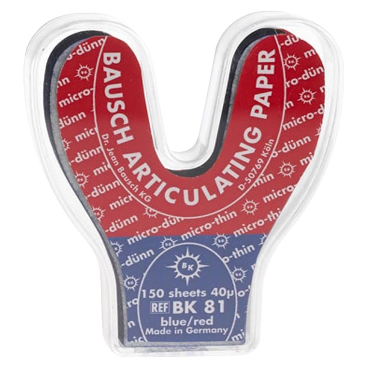 Bausch Artikulationspapier - Hufeisenform - BK 81, blau / rot, 40 &#181;, 150 Bogen
