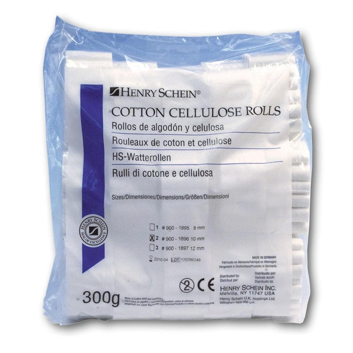 HS-Watterollen, Cotton Cellulose Rolls - Größe 2, Ø 10 mm, Packung 300 g