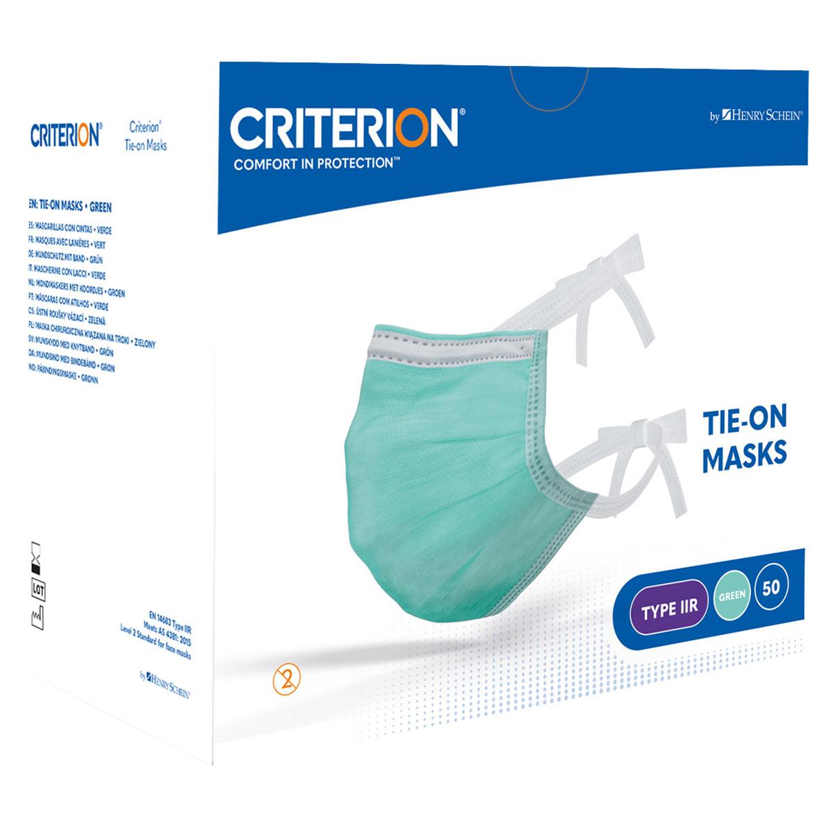 HS-Criterion® Mundschutz chirurgisch zum Binden - Grün, 3-lagig, Packung 50 Stück