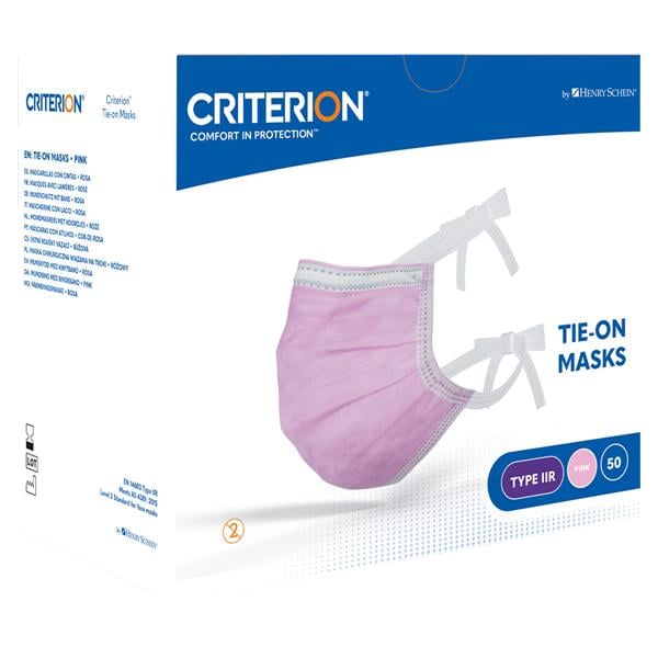 HS-Criterion® Mundschutz chirurgisch zum Binden - Rosa, 3-lagig, Packung 50 Stück