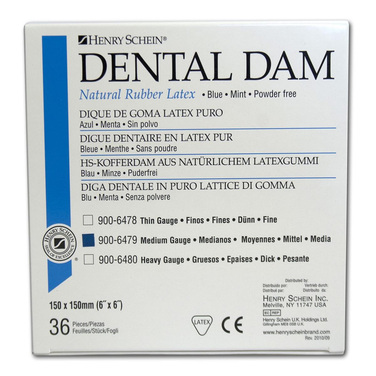 HS-Kofferdam Format 15 x 15 cm - Blau, mittel, Packung 36 Blatt