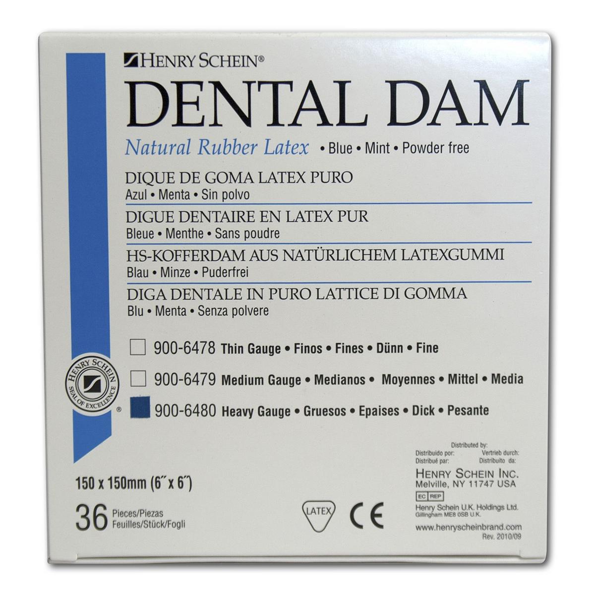 HS-Kofferdam Format 15 x 15 cm - Blau, dick, Packung 36 Blatt