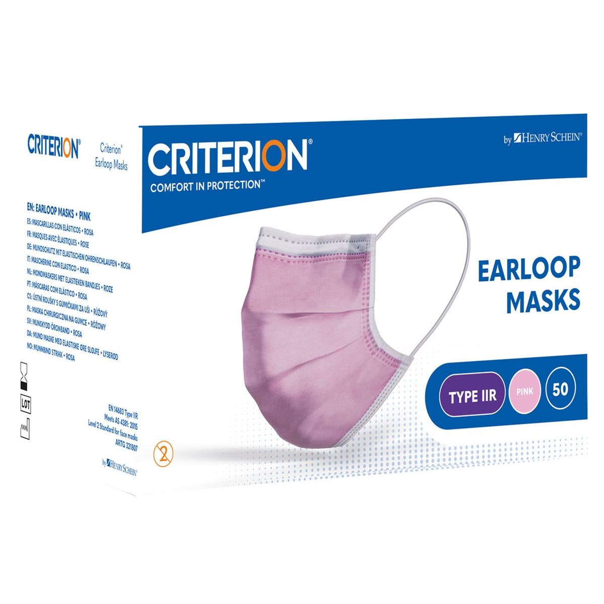 HS-Criterion® Mundschutz mit elastischen Ohrenschlaufen - Rosa, 3-lagig, Packung 50 Stück