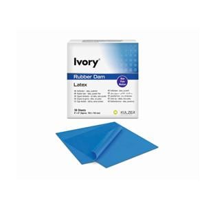 Ivory® Kofferdam Latex für Erwachsene - Blau, medium, Packung 36 Blatt