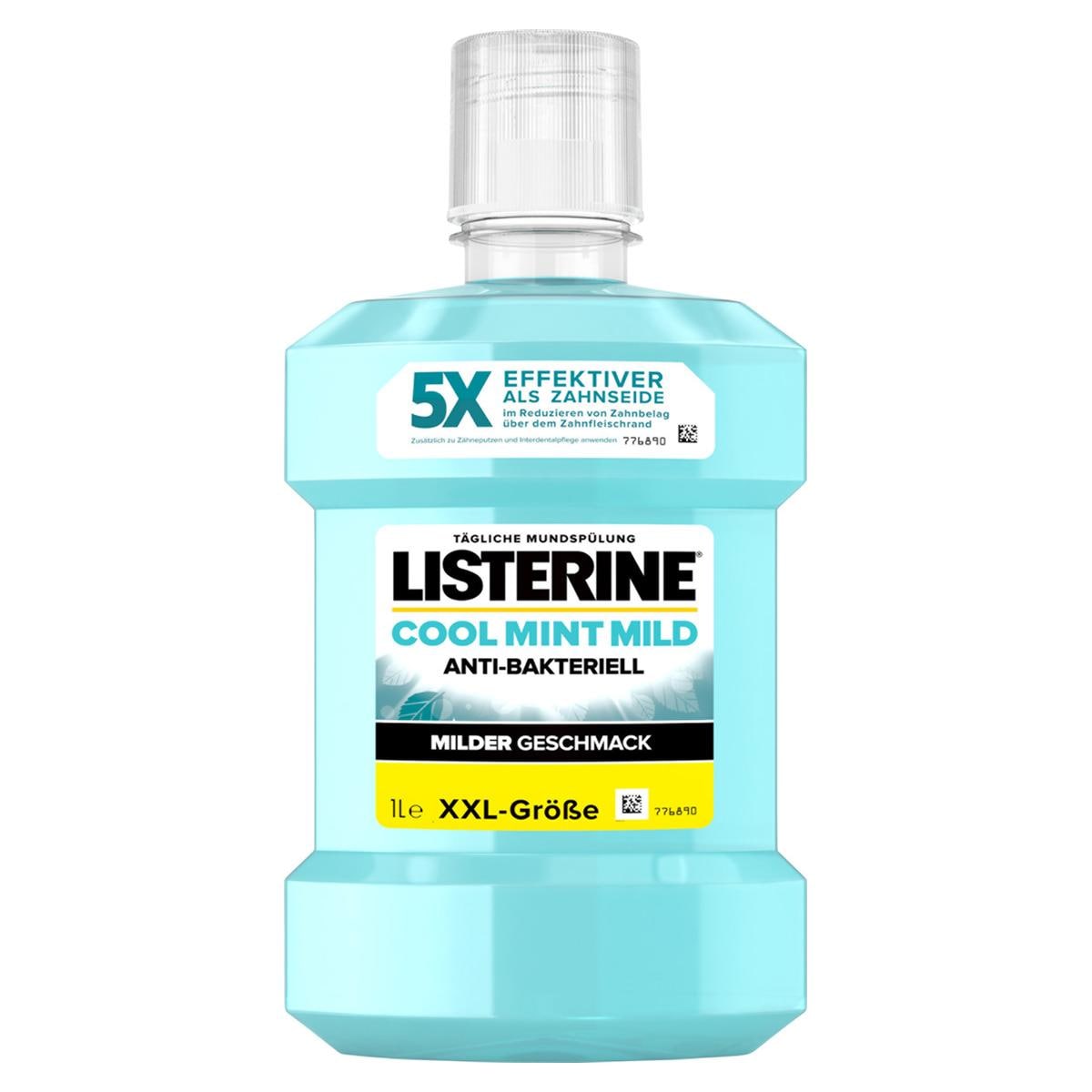 LISTERINE® COOL MINT - Milder Geschmack (früher ZERO) - Flaschen 6 x 1.000 ml ohne Pumpspender