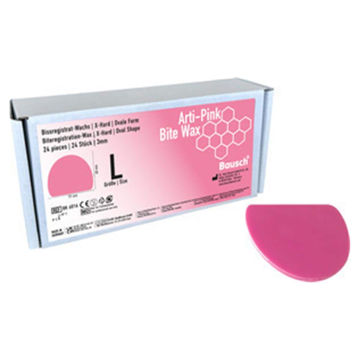Arti-Pink Bite Wax, oval - Größe L, Format 79 x 68 x 3 mm, Packung 24 Stück