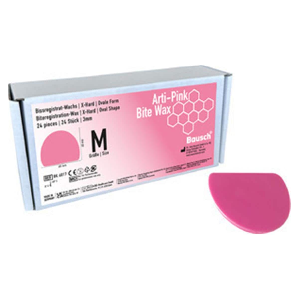 Arti-Pink Bite Wax, oval - Größe M, Format 68 x 60 x 3 mm, Packung 24 Stück