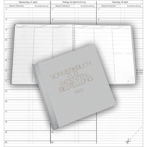 Vormerkbuch für Patientenbestellung 2026 - Spiralheft, grau