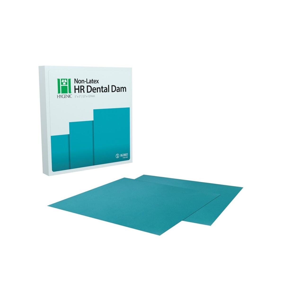Hygenic® Non-Latex Kofferdam - Teal, Format (5" x 5"), Packung 15 Blatt