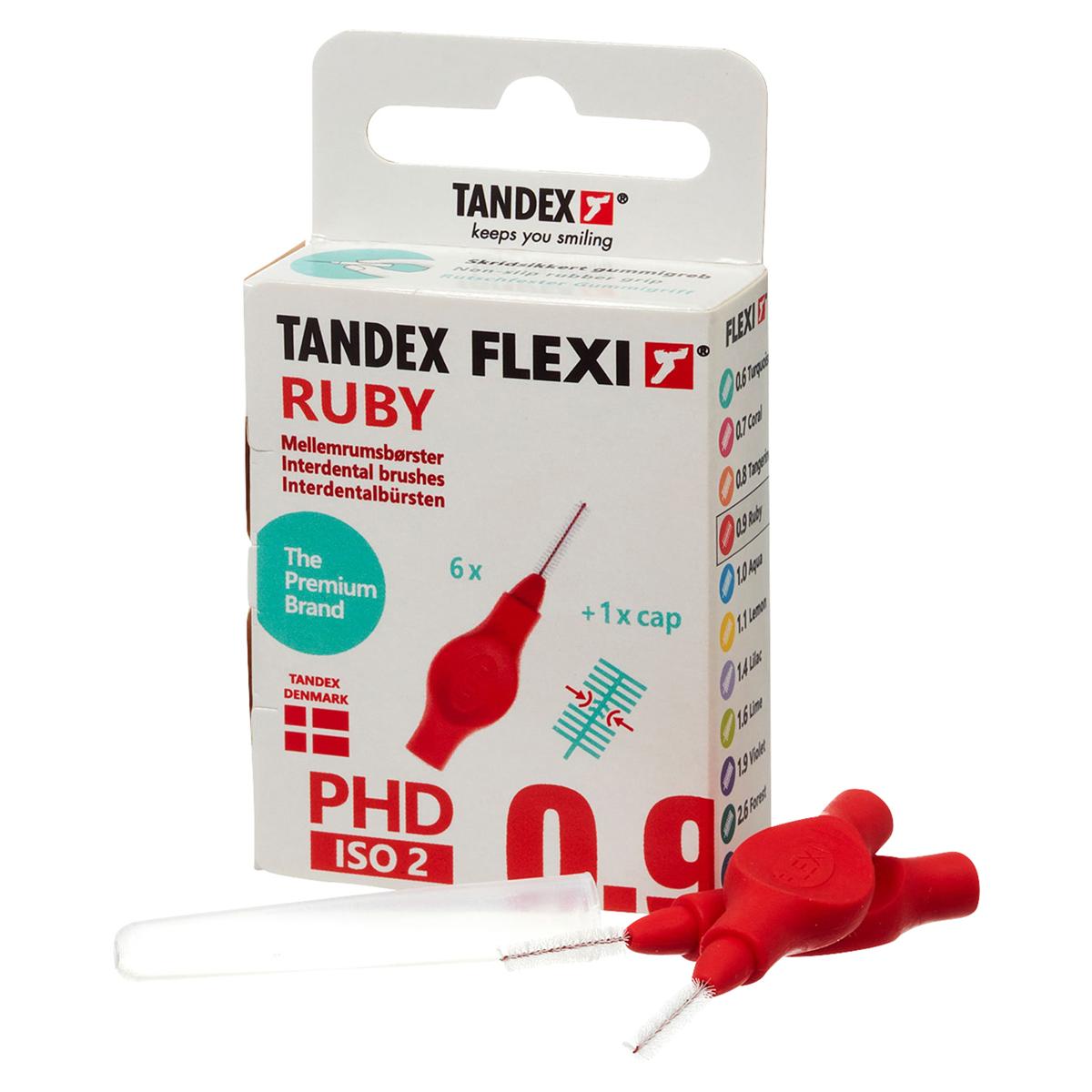 Flexi Interdentalbürsten - Standardpackung - Ruby - Fine, Bürsten-Ø 0,9 mm, Draht-Ø 0,5 mm