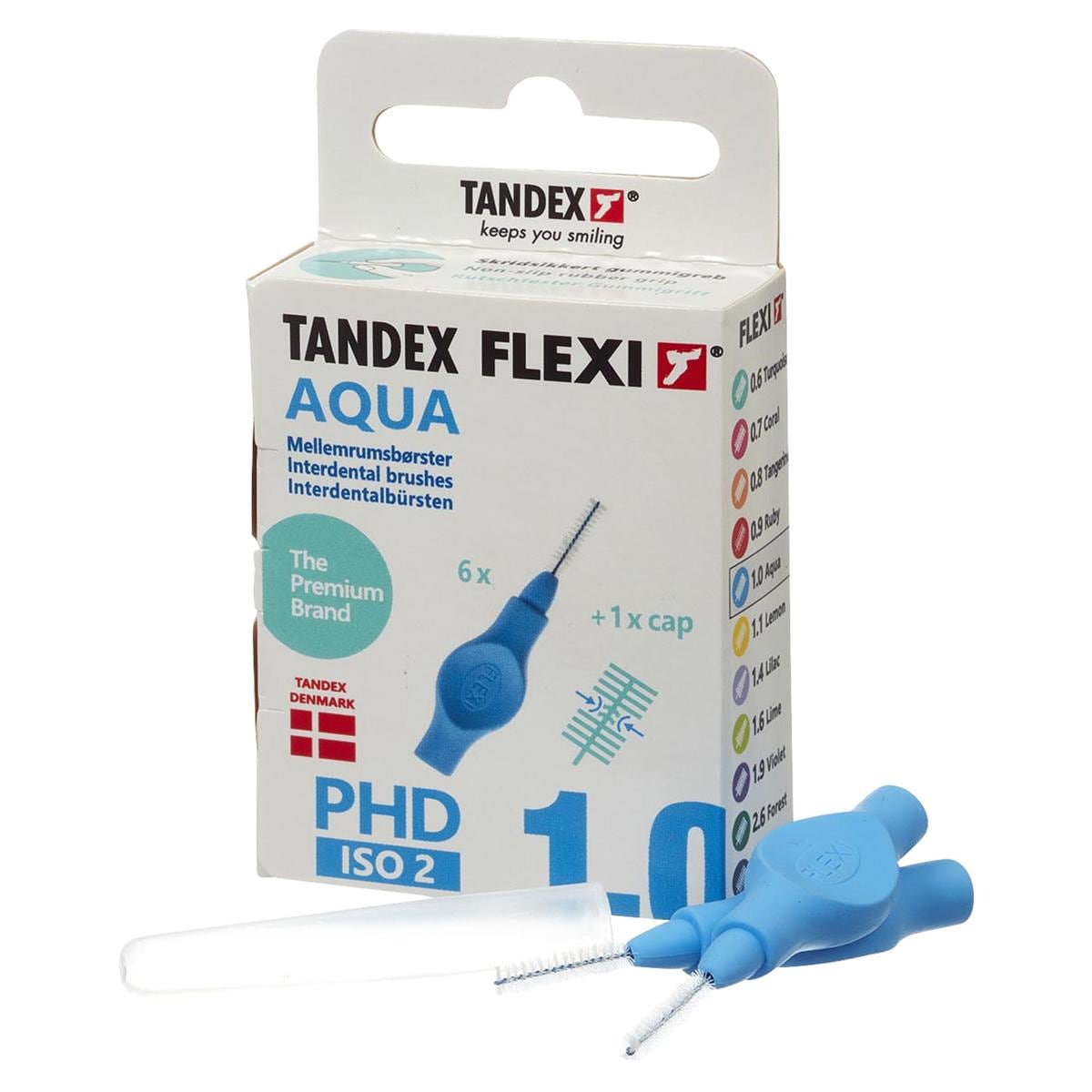 Flexi Interdentalbürsten - Standardpackung - Aqua - X-Fine, Bürsten-Ø 1,0 mm, Draht-Ø 0,60 mm