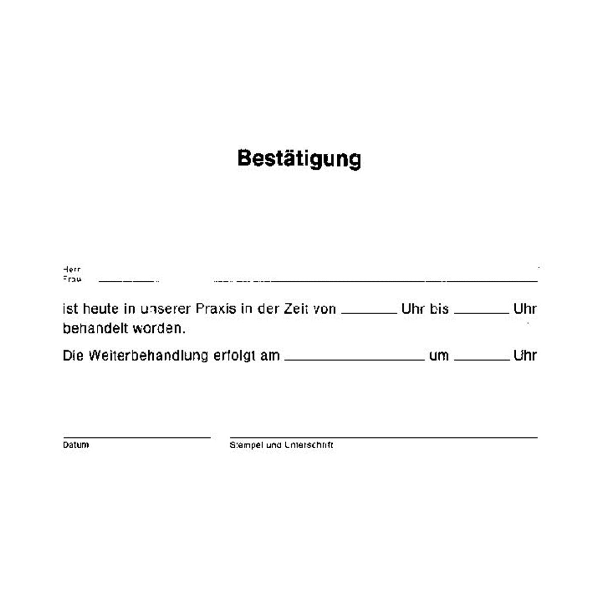 Bestätigung - Weiß, Block 100 Blatt